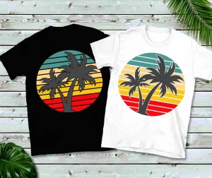 Tropical Sunset Unisex Shirt || Beach Tropical Sunset Shirt || Tropical Vacation Shirt || Vintage Summer Tee Shir