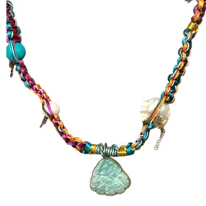TROPICAL TURQUOISE NEON RAINBOW MERMAID ROCKER CHOKER