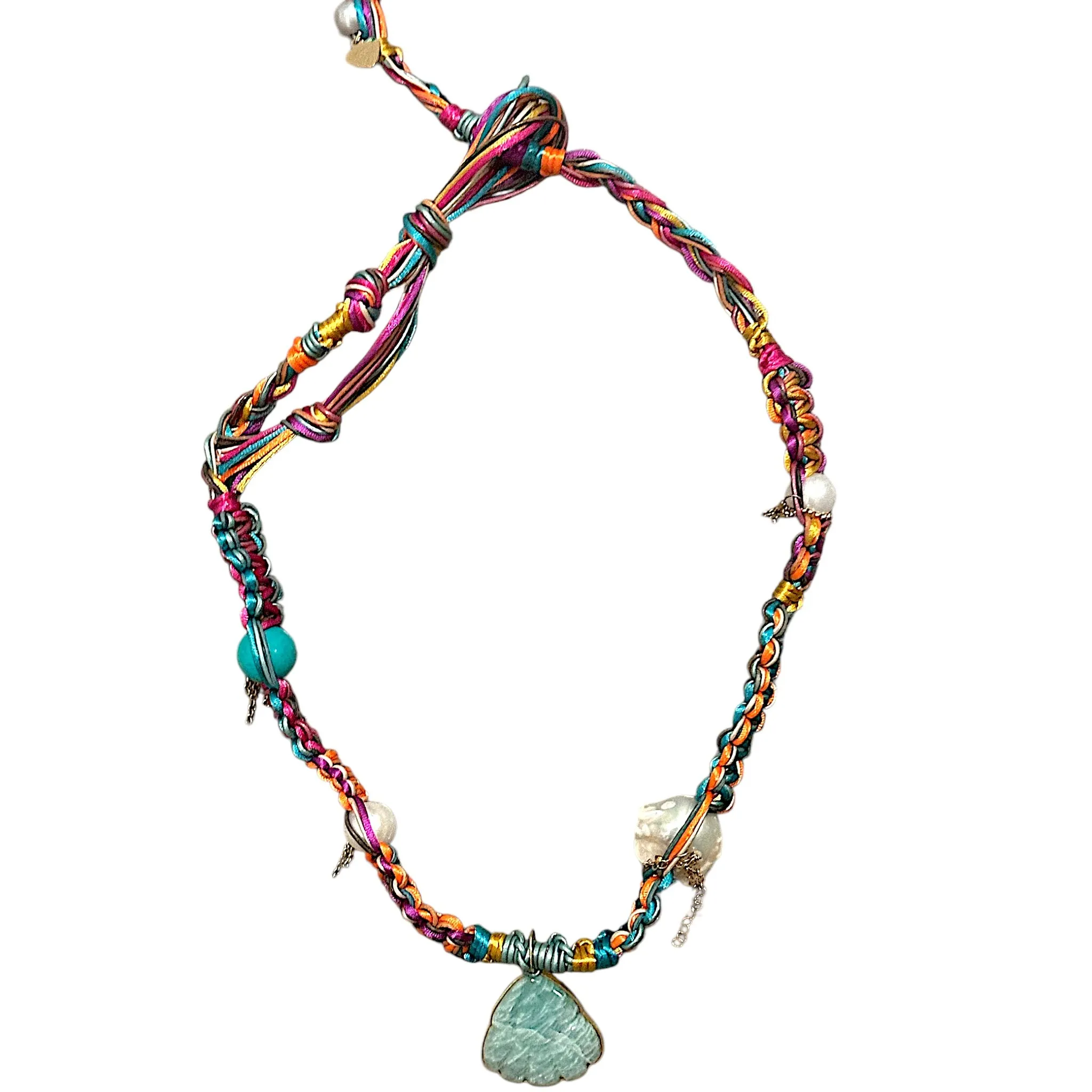 TROPICAL TURQUOISE NEON RAINBOW MERMAID ROCKER CHOKER