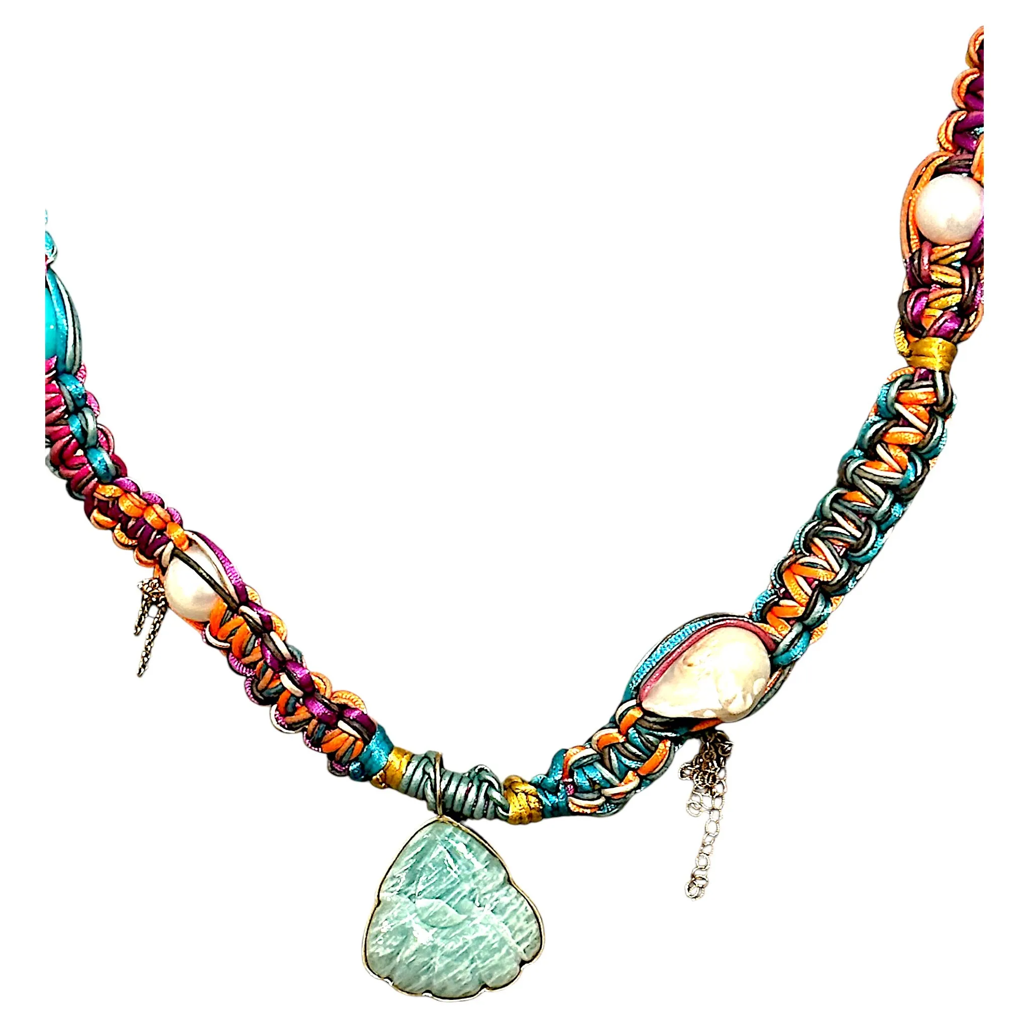 TROPICAL TURQUOISE NEON RAINBOW MERMAID ROCKER CHOKER