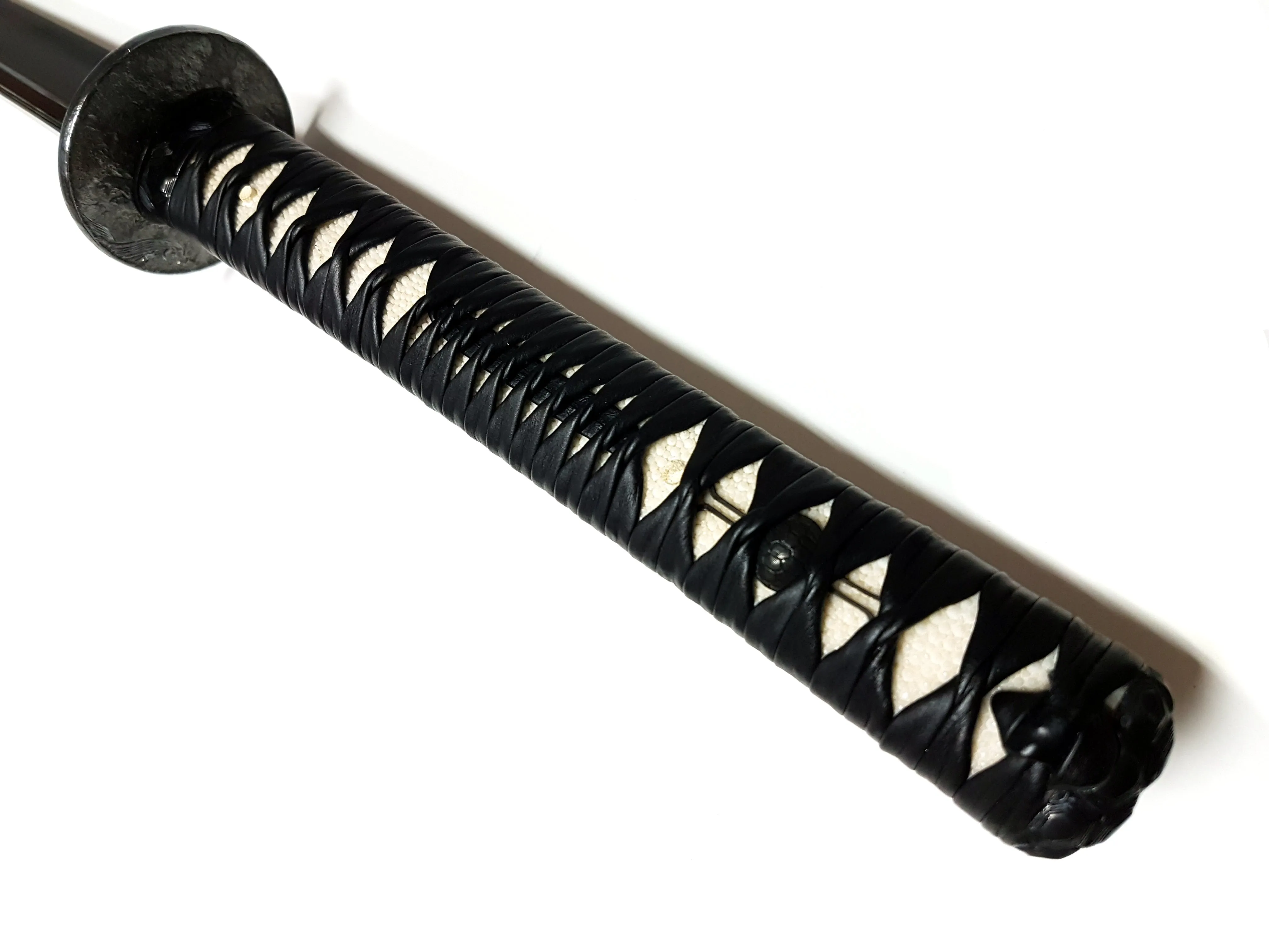 Turtle-themed katana with hand carved iron tsuba