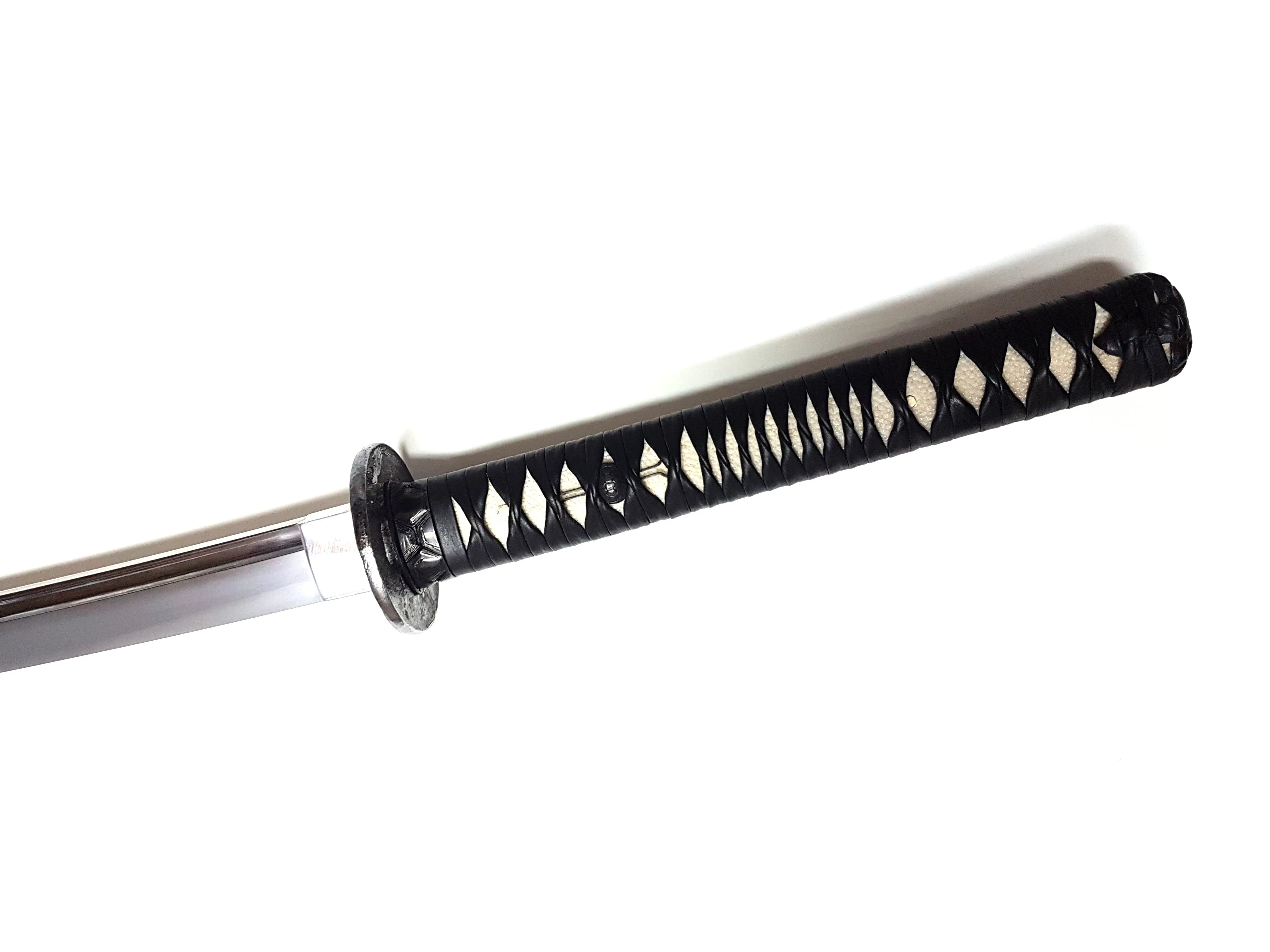 Turtle-themed katana with hand carved iron tsuba