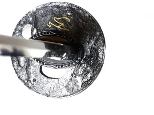 Turtle-themed katana with hand carved iron tsuba
