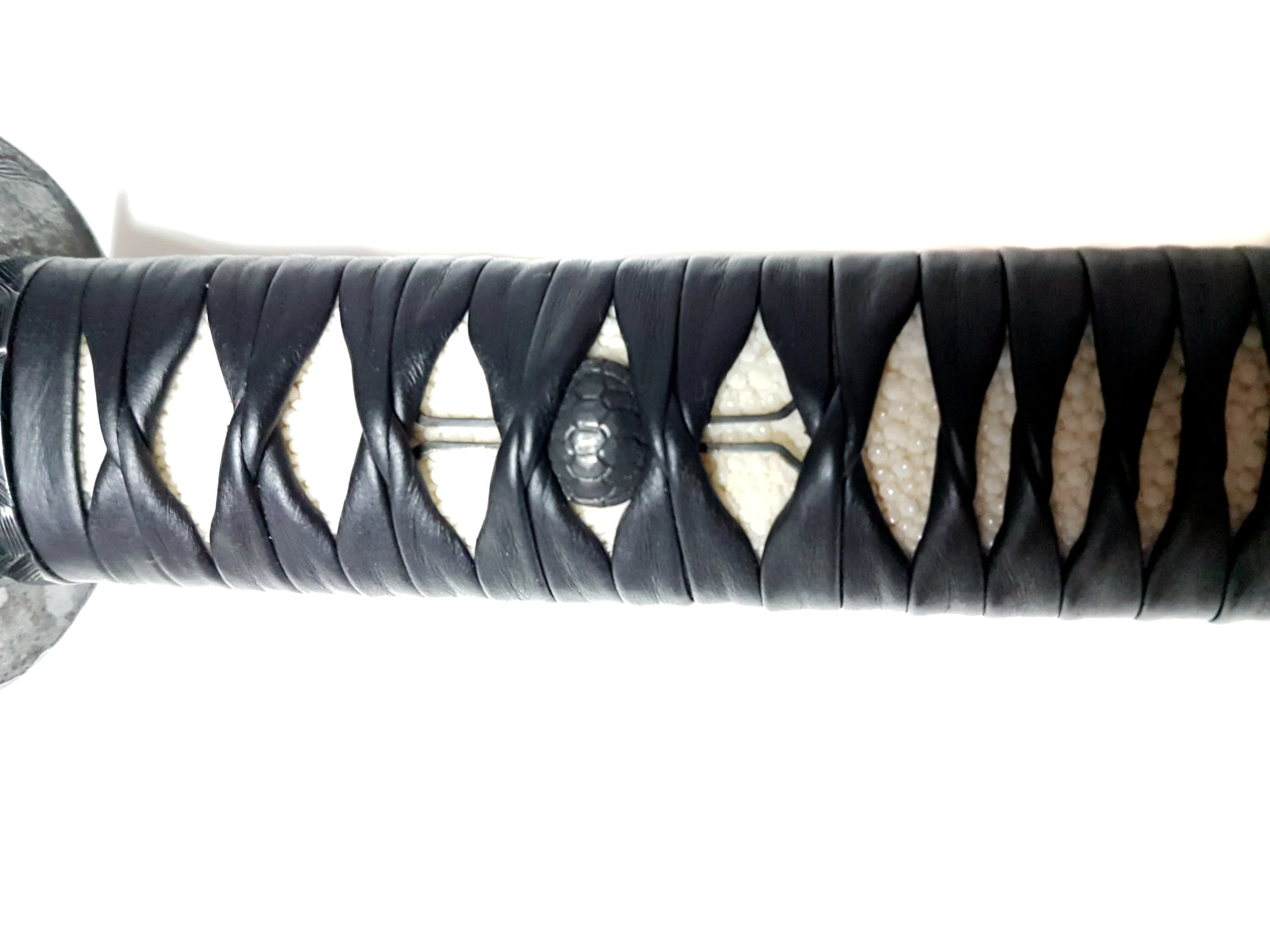 Turtle-themed katana with hand carved iron tsuba