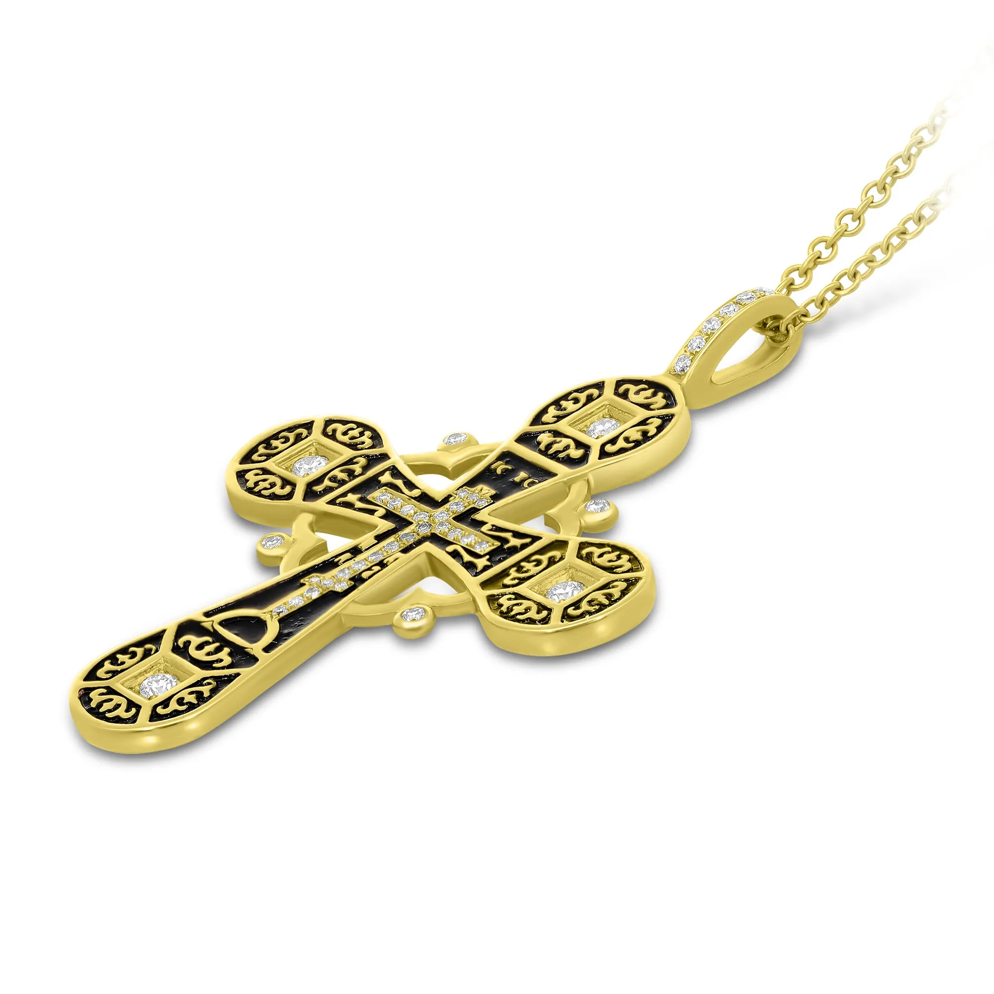 Two Sided Royal Eastern Orthodox Baptismal Cross Pendant - .45 Carat