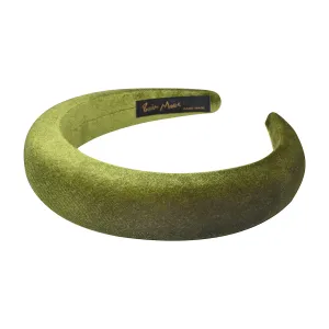 Velvet 3 cm Padded Olive Headband