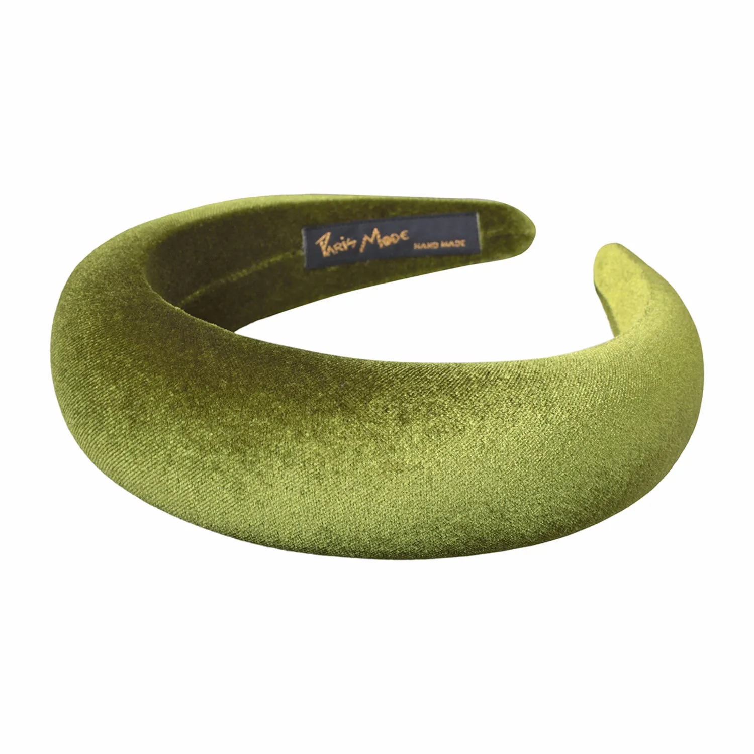Velvet 4 cm Padded Olive Headband