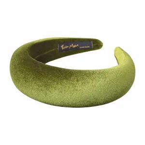 Velvet 4 cm Padded Olive Headband