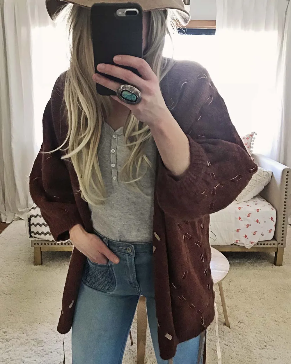 Velvet & Tie Sweater in Rusted Merlot