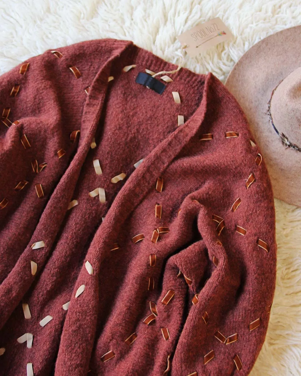 Velvet & Tie Sweater in Rusted Merlot