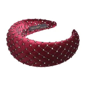 Velvet Crystal 6 cm Padded Burgundy Headband