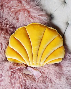 Velvet Shell Pillow in Mustard