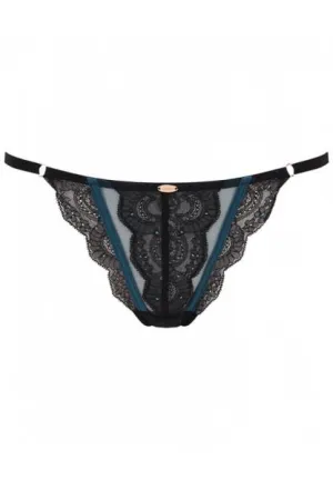 VIP Confession Strappy Thong - Black/Teal -