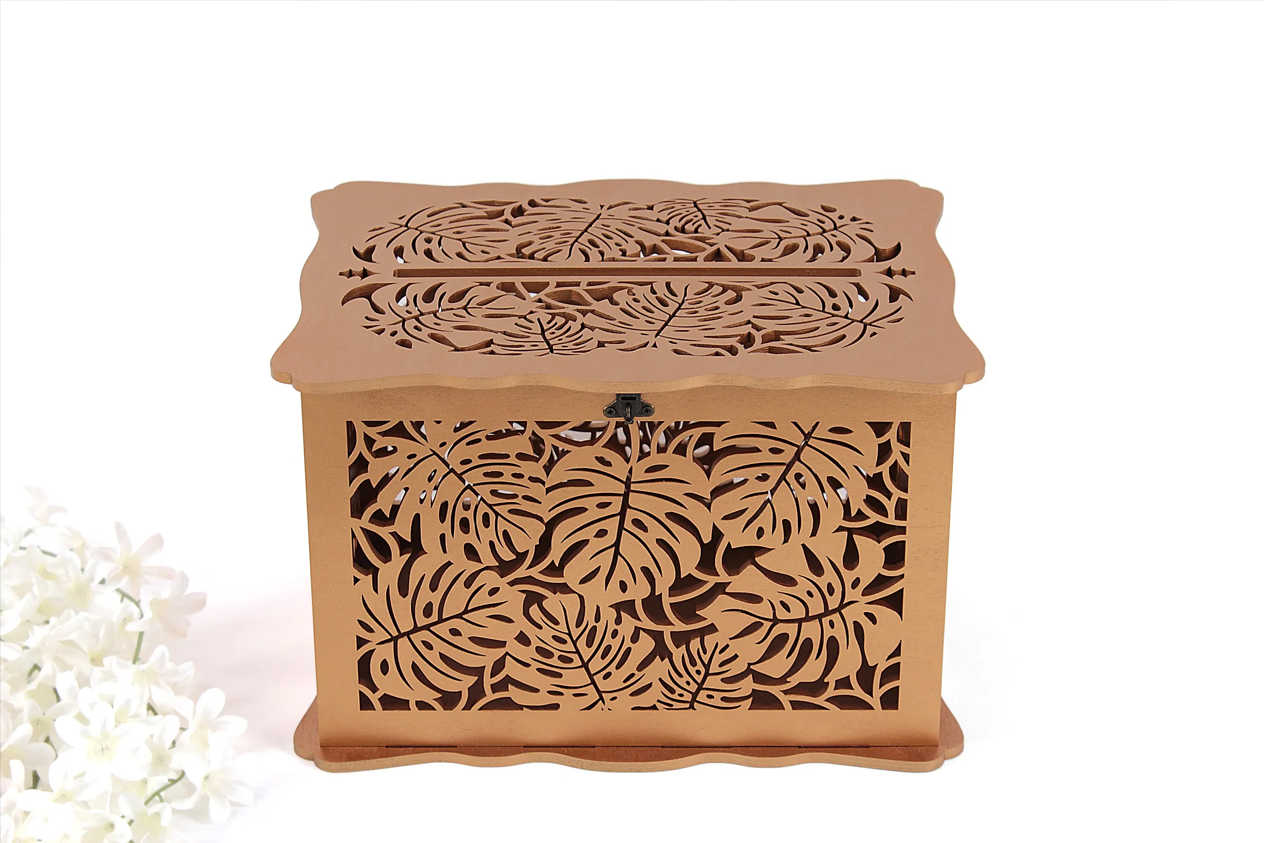 Wedding Card Box, Monstera Leaves, Wedding Reception Monetary, Handmade Gifts